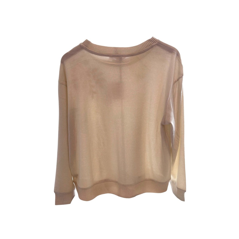 EMILY DANIELS‎ Womens Beige Sequin Leaf Detail Sweater Pullover Top Size L - Picture 2 of 4